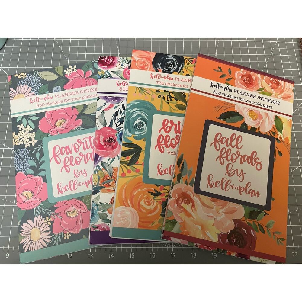 Kell Of A Plan Florals Sticker Book Lot Of 4 Used w/ Some Stickers Missing